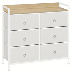 1pc Chest of Drawers, Cabinet with 6 Fabric Drawers, Storage Cabinet Sideboard for Bedroom Living Room Hallway, Metal Frame, Industrial Style