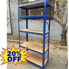 New Style Heavy Duty Garage Shelving Unit - Adjustable Shelf Unit Racking with 5 MDF Shelves, Ideal for Garage, Shed, Warehouse Storage 190KG UDL Per Shelf 680* 270 *1450 (mm), Storage Racking Shelves For Garage Warehouse Shed Kitchen