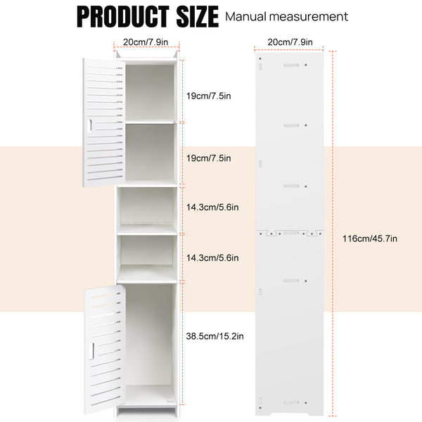 Bathroom Cabinet Bathroom Storage Units Floor Standing Display Cabinet, Free-standing Floor Cabinets,Home Storage Furniture Organizer Cupboard Unit for Kitchen,Hallway,Bedroom,20L×20W×116H CM