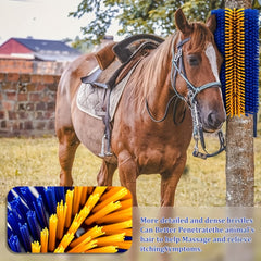 Horse Grooming Brush, Massage & Cleaning Brush with Plastic Horsehair, for Horses Cattle Goats Sheep Pigs