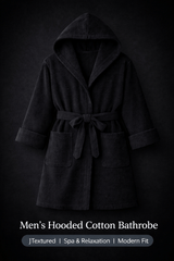 Men'S Hooded Cotton Bathrobe – Ultra Soft Terry Cloth Spa Robe with Adjustable Belt & Deep Pockets – Knee Length Luxury Home & Hotel Dressing Gown