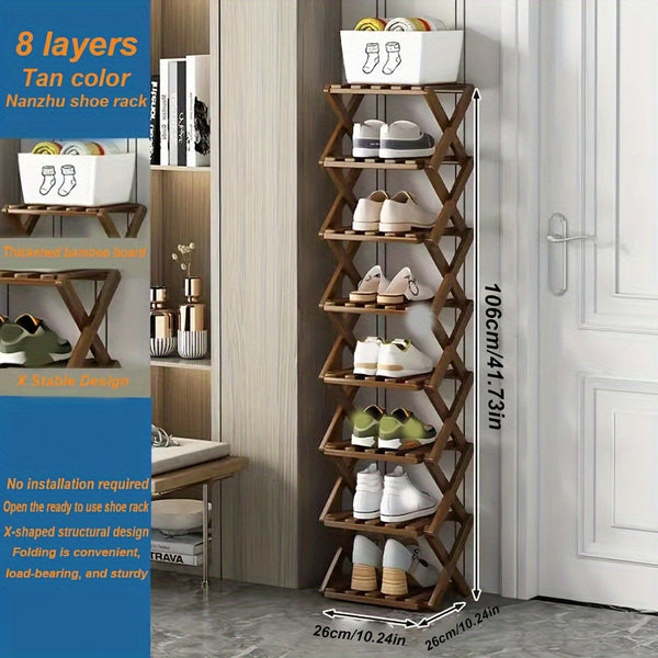 1pc Free Installation Retractable Shoe Rack, Foldable 3-9 Layer Shoe Rack, Small Narrow Doorway Home, Multi-layer Simple Shoe Cabinet