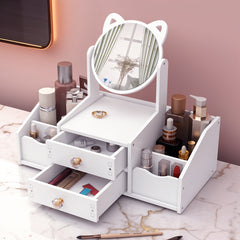 Makeup Organizer with Clear Mirror Multi-Layer Storage Vanity Organizer Drawers Skincare Organizers for Women Dressing Table Bathroom Counter, Vanity Holder for Brushes
