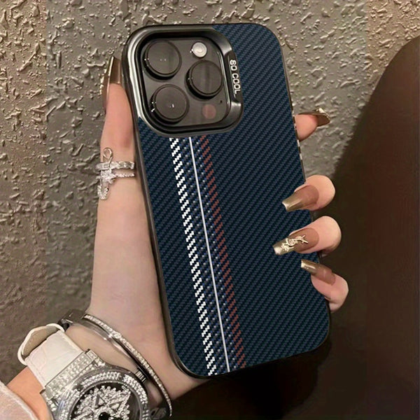 Phone Case: Carbon Fiber Texture Wallpaper Pattern Phone Case for iPhone 17 16 15 14 13 12 11 Plus Pro Max- Creative Fashion Design, Suitable for Both Men and Women, Gift for Friends, Family, Boyfriend, Girlfriend, Full Coverage Anti-drop Protection