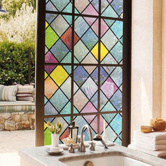 1 Roll of Crystal Lattice Patterned Glass Film, Static Cling, No Glue, Providing Privacy And Blocking Rays, Suitable for Both Office And Home Use