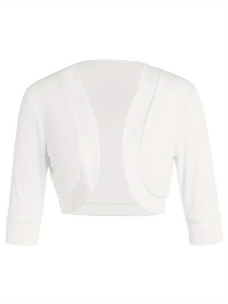 Female Cardigan Coat, Solid Color Long Sleeve Short Jacket Crop Tops for Spring Fall, Yellow/Purple/White/Black/Red