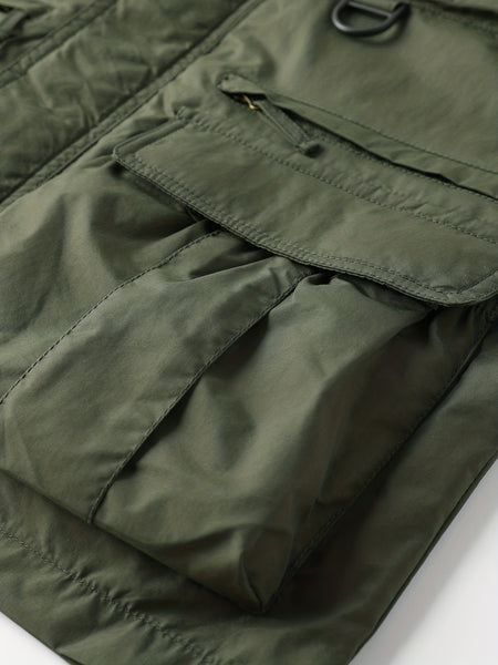 Detachable Windbreaker Hooded Jacket, Men's Casual Multi Pocket Cargo Jacket Vest for Outdoor Activities