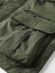Detachable Windbreaker Hooded Jacket, Men's Casual Multi Pocket Cargo Jacket Vest for Outdoor Activities
