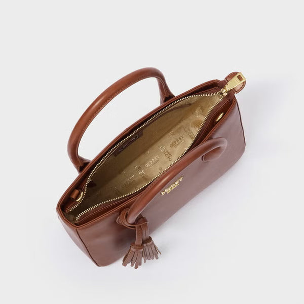 Osprey Belgravia Leather Crossbody Grab Bag in Brown