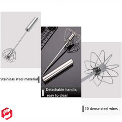 SUL Egg Whisk, Hand Push Whisk Blender, Egg Beater, Milk Frother, Rotating Push Mixer Stirrer for Whisking, Beating, Stirring