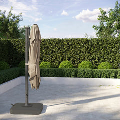 Seasons Sentry 10Ft (3M) Square 2-Tier LED Solar Cantilever Umbrella with Rolling Base in Beige