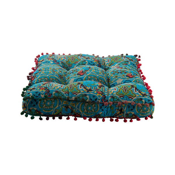 1PC Blue Tatami Square Cushion Cushion, Essential for Office and Study, Thick Cushion for Home Use | Recliner Cushion, with Bohemian Style, Size 42 * 42 * 7 Cm