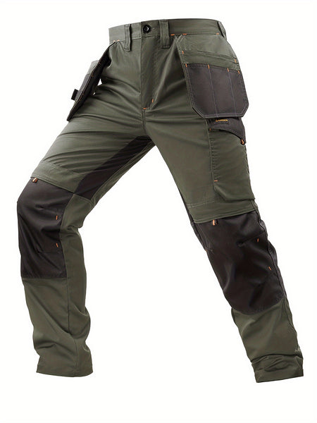 Men's Elastic Cargo Pants with Multiple Pockets, All-Season Style, 1pc