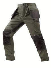 Men's Elastic Cargo Pants with Multiple Pockets, All-Season Style, 1pc