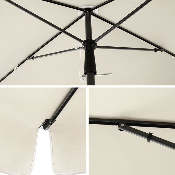Rectangular Balcony Parasol 1.8 x 1.25 m, UPF 50+ Protection, Tilting Sunshade, PA-Coated Canopy, Carrying Bag, Garden Terrace, Base Not Included, Grey,White