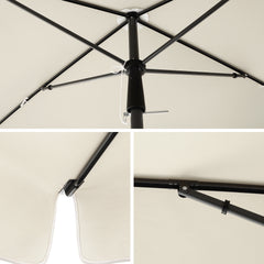 Rectangular Balcony Parasol 1.8 x 1.25 m, UPF 50+ Protection, Tilting Sunshade, PA-Coated Canopy, Carrying Bag, Garden Terrace, Base Not Included, Grey,White