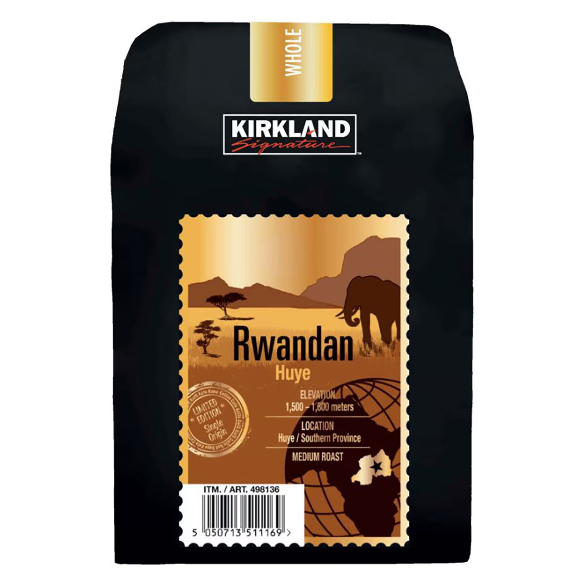 Kirkland Signature Rwandan Medium Roast Whole Coffee Beans, 907G