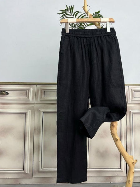 Women's Comfortable Straight-leg Pants - Lightweight Summer Casual Trousers, Wide-leg, Loose-fit, Breathable Straight-leg Pants