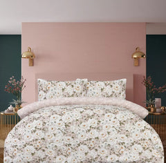 Elegant Blossom Blush Reversible Microfiber Printed Duvet Cover Set & Pillow Cases Bedding Collection