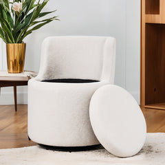 360°Swivel Sherpa Accent Chair With Hidden Storage, Accent Tub Armchair with 360° Rotating Metal Base, Comfy Boucle Chair Sofa Reading Chair With Storage Space for Living Room Bedroom