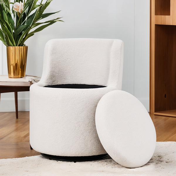360°Swivel Sherpa Accent Chair With Hidden Storage, Accent Tub Armchair with 360° Rotating Metal Base, Comfy Boucle Chair Sofa Reading Chair With Storage Space for Living Room Bedroom