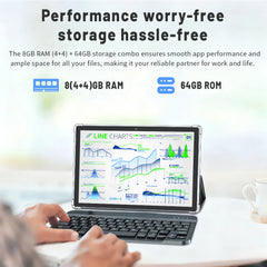 Tablet Computer, 10.1 Inches, Equipped with The Latest Android 15 System, Maximum Expandable 1TB Storage, 8GB RAM (4GB+4GB Expandable), 64GB ROM, Equipped with Keyboard, Mouse, Stylus and Protective Case, Stylus Color Random, 5000mAh Battery