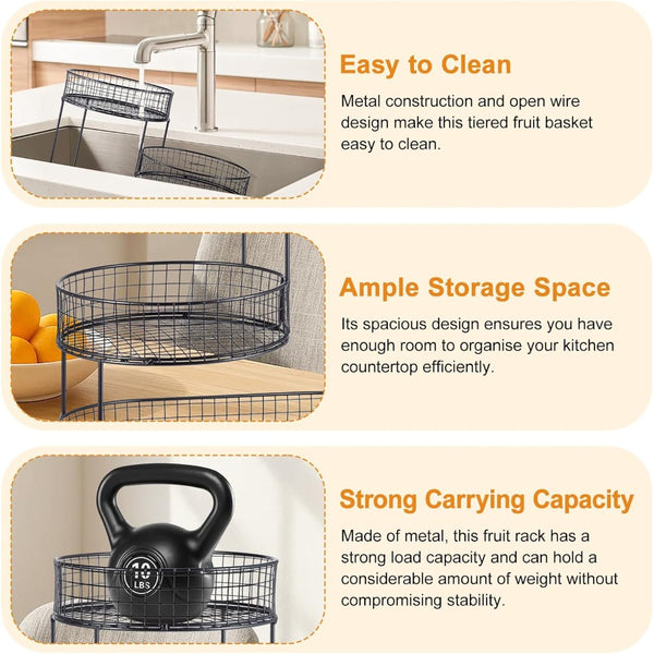 3-Layer Desktop Storage Rack - Iron Fruit Basket & Vegetable Organizer for Kitchen Dining Table, Space Saving Metal Storage Rack