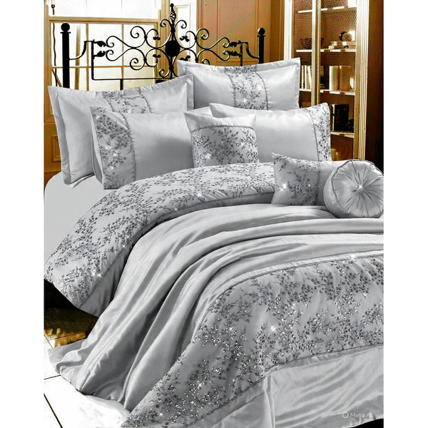 Gigi Embroidered Diamante Style Duvet Cover Sets Luxurious Quilt Covers Designer Bedding Sets