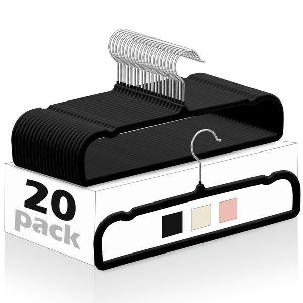 2025 Flocked Pants Hangers 20-Pack - Non-Slip Velvet Hangers for Trousers, Slacks & Skirts, Space-Saving Closet Organizers with Non-Slip Clips, Wardrobe Storage Solution for Home & Dorm