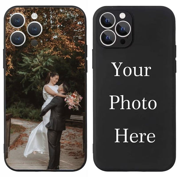 Phone Case: Custom Photo Black Slim Lightweight Phone Case - with Camera Protection, Soft Material, HD Printing, Fade-Resistant, Personalized Case for iPhone 17/ 16/ 15/ 14/ 13/ 12/ 11 Pro Max/ Pro/ Plus, Warm Gift for Friends & Family on Christmas
