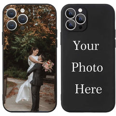 Phone Case: Custom Photo Black Slim Lightweight Phone Case - with Camera Protection, Soft Material, HD Printing, Fade-Resistant, Personalized Case for iPhone 17/ 16/ 15/ 14/ 13/ 12/ 11 Pro Max/ Pro/ Plus, Warm Gift for Friends & Family on Christmas