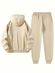 2pcs Cartoon NORWAY Letter Drawstring Hoodie and Sports Trousers Set | Casual Hooded, Slight Stretch Fabric, Patterned, Loose Fit for Men, Ideal for Fall/Winter
