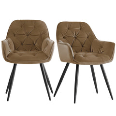 Dining Chairs with Velvet Thick Padded Upholstered Kitchen Tub Chair Armchair with Backrest Metal Legs Living Room Reception Leisure Chairs for Bedroom Lounge Office