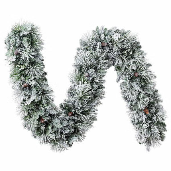 9Ft Pre-Lit Flocked Garland with Twinkle LED Lights