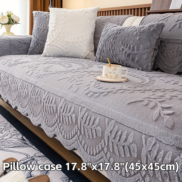 1pc Heavy-Duty Sofa Cover - Beige Floral & Leaf pattern, Non-Slip Couch Protector with Pet-Friendly One-Piece Design, Machine Washable for Living Room, Bedroom, Office - Fits Most Single/Double/Three/Four-Seater Sofas - Modern Home Decor, Sofa for Living