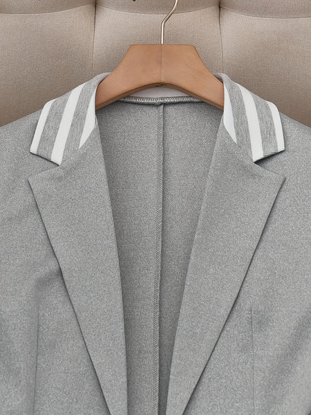 Fashionable Elegant Solid Color Casual Street Striped Suit and Pants Set