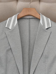 Fashionable Elegant Solid Color Casual Street Striped Suit and Pants Set