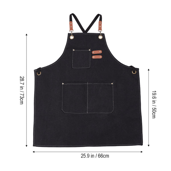 1pc Unisex Canvas-Polyester Blend Apron Durable Sturdy Construction, Adjustable Back Strap, Multiple Pockets for Enhanced Functionality | Khaki & Black Culinary Attire | Ideal for Kitchen Cooking/Baking/Grilling, Artist Painting, Coffee Bar, Servers; Perf