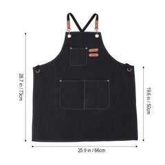 1pc Unisex Canvas-Polyester Blend Apron Durable Sturdy Construction, Adjustable Back Strap, Multiple Pockets for Enhanced Functionality | Khaki & Black Culinary Attire | Ideal for Kitchen Cooking/Baking/Grilling, Artist Painting, Coffee Bar, Servers; Perf