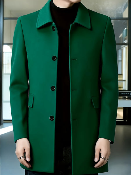 [Wanrenshan OBM] 2025 American Style New Men'S Casual Classic Versatile Solid Color Side Double Pocket Easy Design Handsome Dad Wrinkle-Resistant Non-Iron Single-Breasted Light Luxury Trench Coat