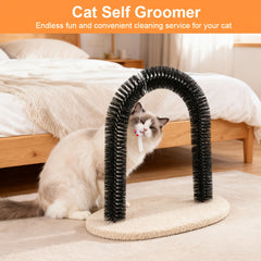4-in-1 Multifunctional Pet Toy Cat Arch Scratcher Beauty Container and Massager Toy Pet Cat Scratching Board Toy Fur Grooming Brush Cat Arch Scratcher Irresistible Grooming Brush and Scratching Toy