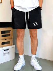 14pcs Printed Design Men's Casual Sportswear Set, Quick-dry Breathable Men's Short-sleeve Round-neck T-shirt and Elastic Waist Shorts with Pockets, Suitable for Spring, Summer, and Autumn Sports Activities and Fitness Workouts