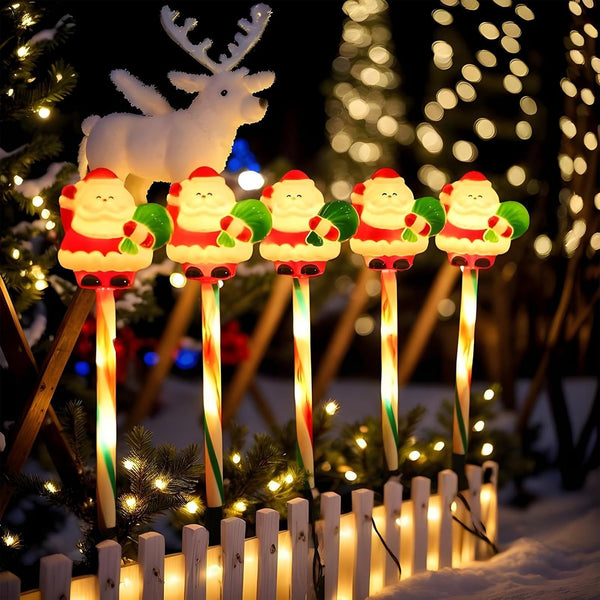 Solar Christmas Decorations - 5 Pieces Waterproof LED Ambient Lighting, 41 X 4 X 4 Cm Snowman Santa Solar Christmas String Lights for Garden Lawn Patio Pathway Home Bedroom Living Room Party