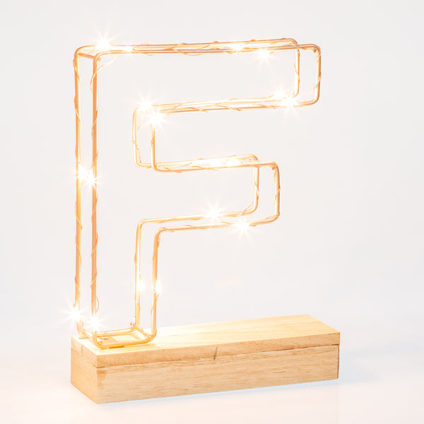 Light Up Letter | LED Alphabet Wire Frame Letter Lights | Rose Gold Copper Initials | Personalised Lighting | Battery Powered | For The Office Living Room Bedroom | Gift For Her