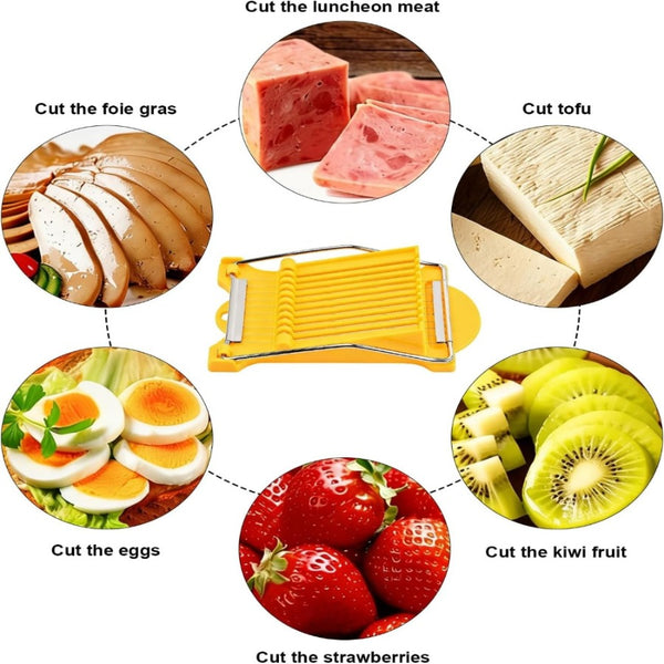 Upgrade Hand Luncheon Meat Slicer, Manual Egg Cutter, Multi-Purpose Kitchen Tool for, Cheese Bananas, Avocados, Vegetables Dishwasher Safe, Rust-Resistant (yellow, 10-Wire)