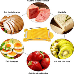 Upgrade Hand Luncheon Meat Slicer, Manual Egg Cutter, Multi-Purpose Kitchen Tool for, Cheese Bananas, Avocados, Vegetables Dishwasher Safe, Rust-Resistant (yellow, 10-Wire)
