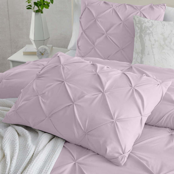 3pcs Pintuck Duvet Cover Set – Reversible Pinch Pleat Design with Pillowcases, Soft & Breathable Microfiber, Button Closure & Corner Ties, Machine Washable, Perfect for Bedroom or Guest Room – All Season