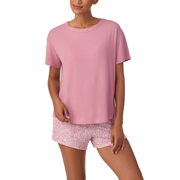 DKNY Ladies Tee & Boxer Pyjama Set in White Sorbet