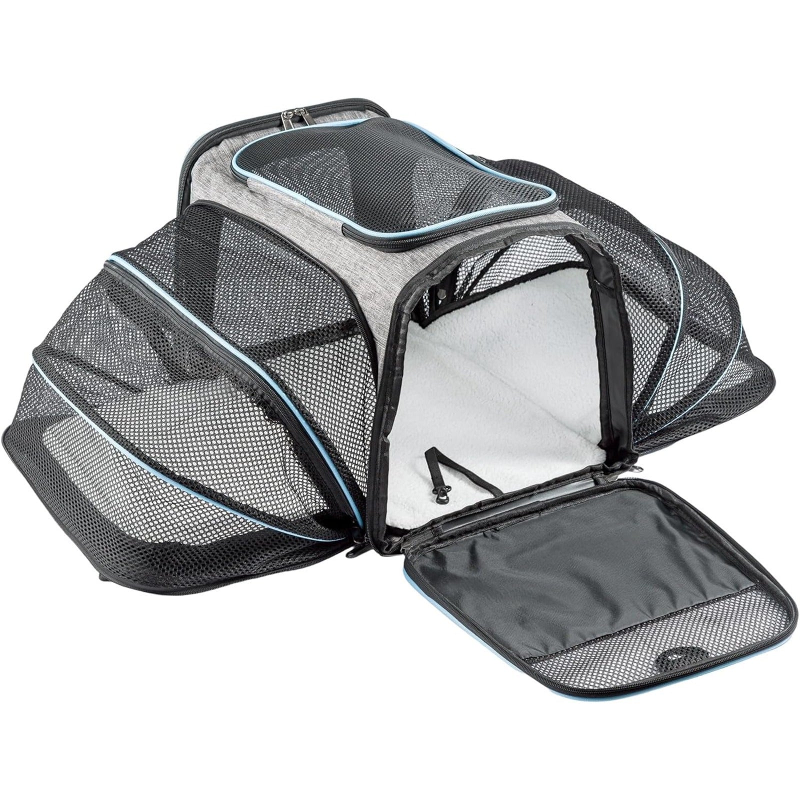 Expandable Soft Cat Carrier Bag – Airline Approved Pet Travel Bag with Mesh Windows, Shoulder Strap & Foldable Design for Cats and Small Dogs – Portable Pet Carrier for Airplane, Car, Vet & Home Use (Grey)