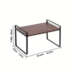 1/ 2 Layer Cabinet Storage Shelf; Stackable Heavy Duty Anti-slip Black  Shelf for Kitchen, Bathroom, Pantry, Spice Rack, Countertop